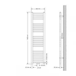 Large choix en ligne ECD Germany Radiateur De Salle De Bain – 300 X 1400 Mm – Blanc – Droit… 9