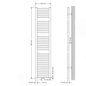 mode ECD Germany Radiateur De Salle De Bain – 300 X 1800 Mm – Blanc – Droit… 9