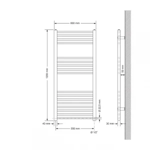 Meilleur Prix Garanti ECD Germany Radiateur électrique – 600 X 1200 Mm – Blanc – Droit Avec… 9