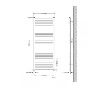 ECD Germany Radiateur Pour Salle De Bain – 500 X 1200 Mm – Blanc – Dro… pas cher 9