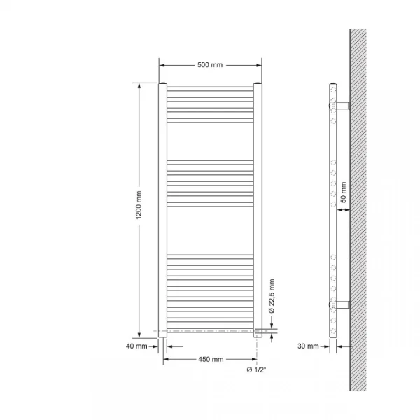 ECD Germany Radiateur Pour Salle De Bain – 500 X 1200 Mm – Blanc – Dro… pas cher 3