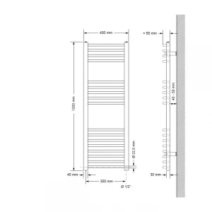 de garantie authentique ECD Germany Radiateur Pour Salle De Bain Sahara – 400 X 1200 Mm – Anth… 9