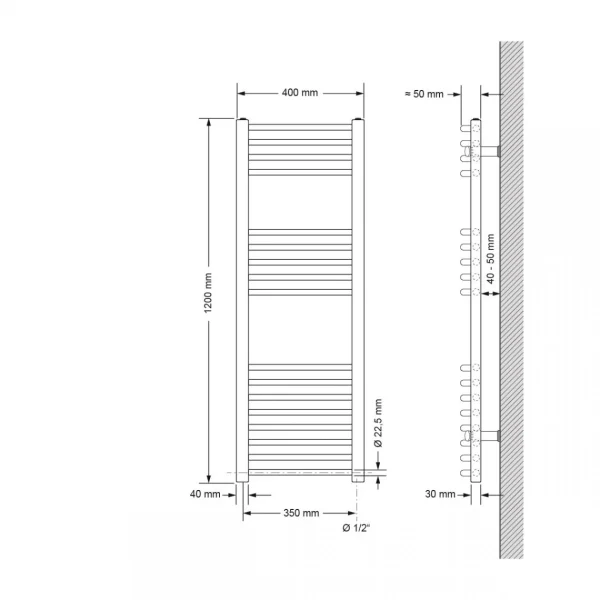 de garantie authentique ECD Germany Radiateur Pour Salle De Bain Sahara – 400 X 1200 Mm – Anth… 3