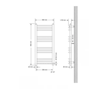 Protections acheteurs ECD Germany Radiateur Sèche-serviettes électrique 400 X 800 Mm Barre… 9