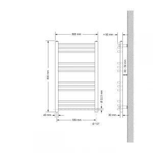 ECD Germany Radiateur Sèche-serviettes électrique 600 X 800 Mm Barre… magasin en ligne 9