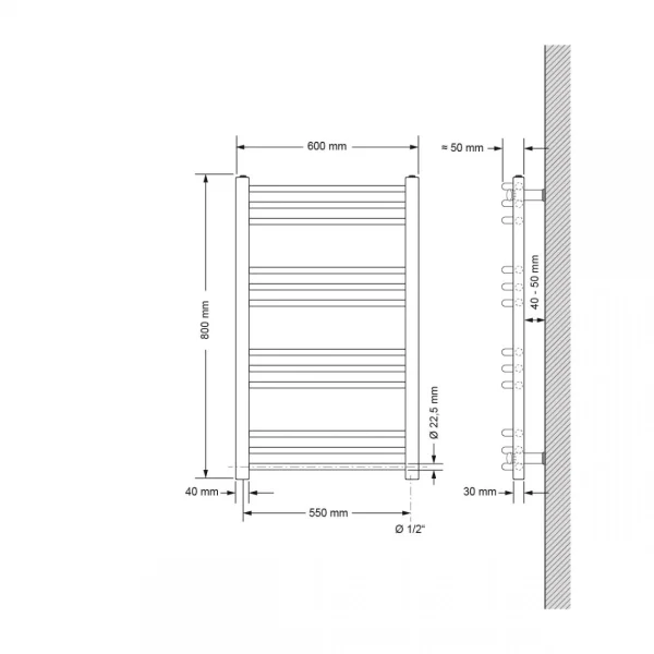 ECD Germany Radiateur Sèche-serviettes électrique 600 X 800 Mm Barre… magasin en ligne 3