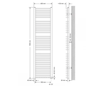 magasin en ligne france ECD Germany Sahara Radiateur Sèche-serviettes – 400 X 1800 Mm – Blanc… 9