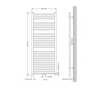 à prix promos ECD Germany Sahara Radiateur Sèche-serviettes – 600 X 1500 Mm – Blanc… 9