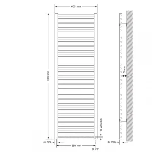 luxe soldes ECD GERMANY Radiateur Chauffage Sèche Serviettes Bain Chrome Blanc De Côtè Droi… 9