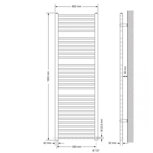 luxe soldes ECD GERMANY Radiateur Chauffage Sèche Serviettes Bain Chrome Blanc De Côtè Droi… 3