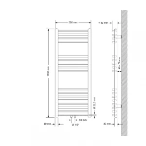 ECD GERMANY Radiateur De Chauffage Sèche Serviettes Baignoire Chrome En Blanc 500… prix pas cher 9