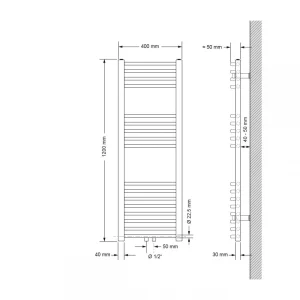 de garantie authentique ECD GERMANY Radiateur De Salle De Bain Sahara 400 X 1200 Mm Blanc Courbe Avec Conn… 9