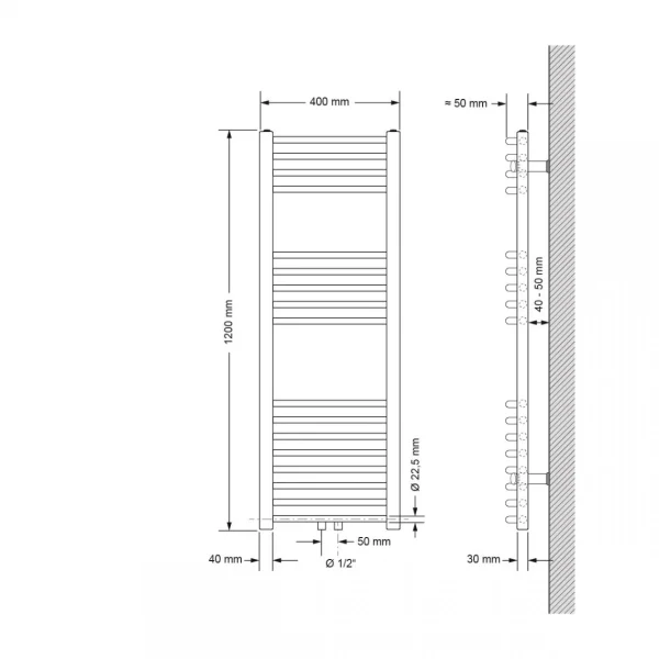 de garantie authentique ECD GERMANY Radiateur De Salle De Bain Sahara 400 X 1200 Mm Blanc Courbe Avec Conn… 3