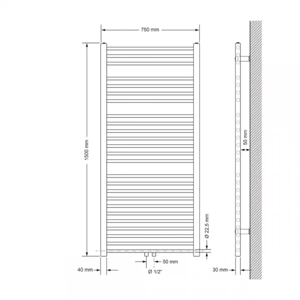 magasin ECD GERMANY Radiateur De Salle De Bain Sahara 750 X 1500 Mm Anthracite Courbe + Ra… 3